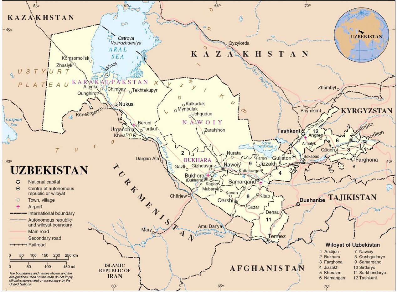 uzbekistan geography map