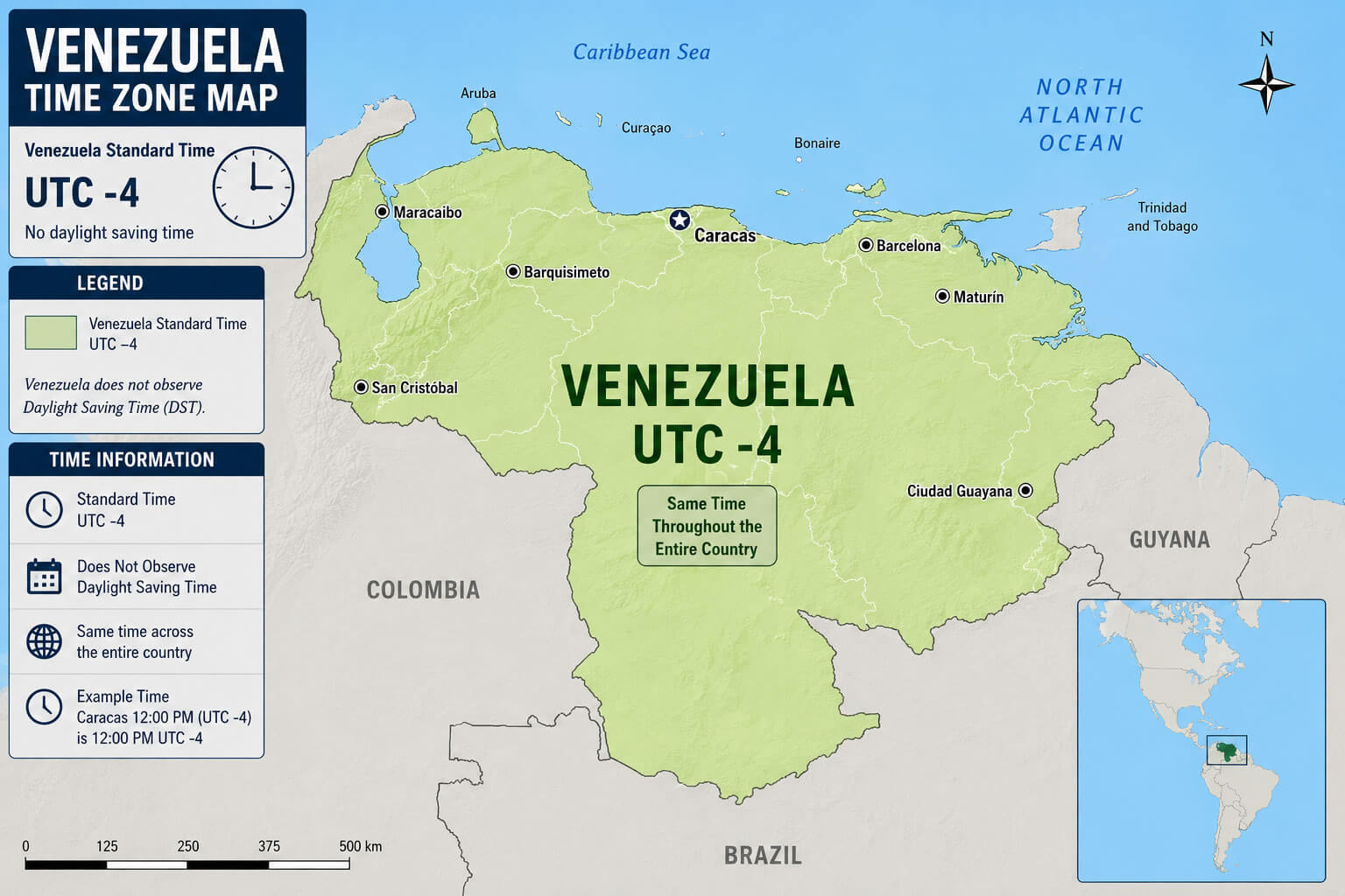 Venezuela standard time map