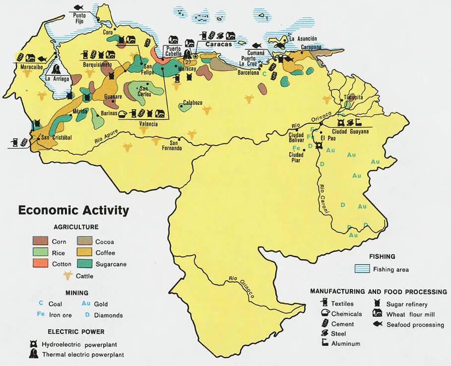 Venezuela Economic Activity Map 1972