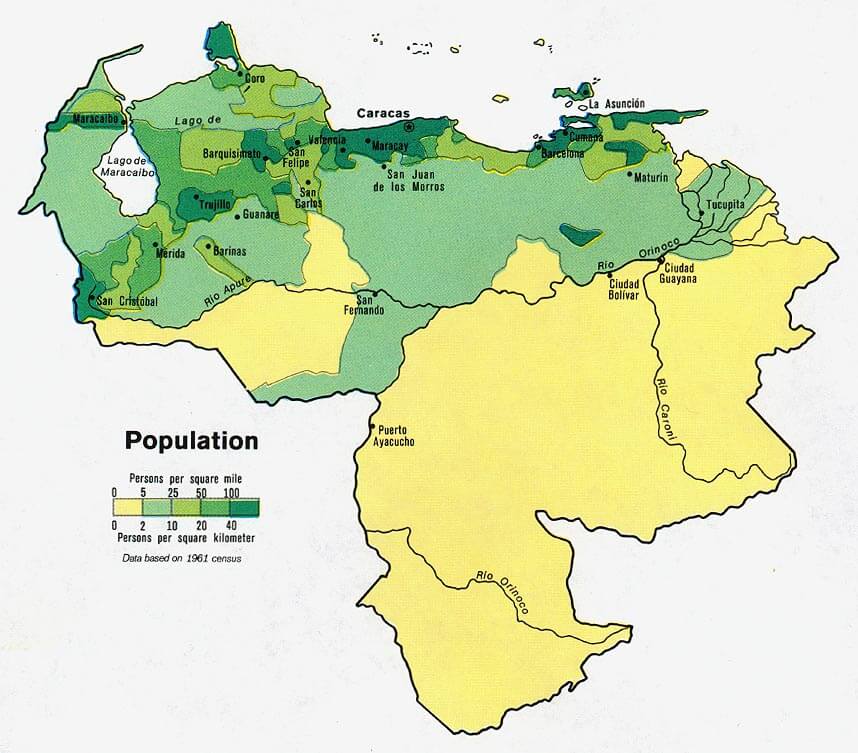 Venezuela Population Map 1972