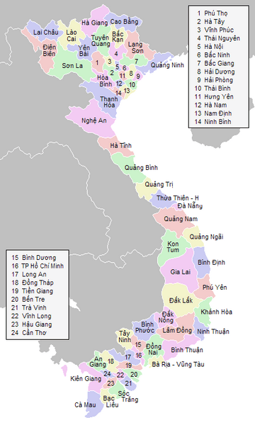 provinces map of vietnam