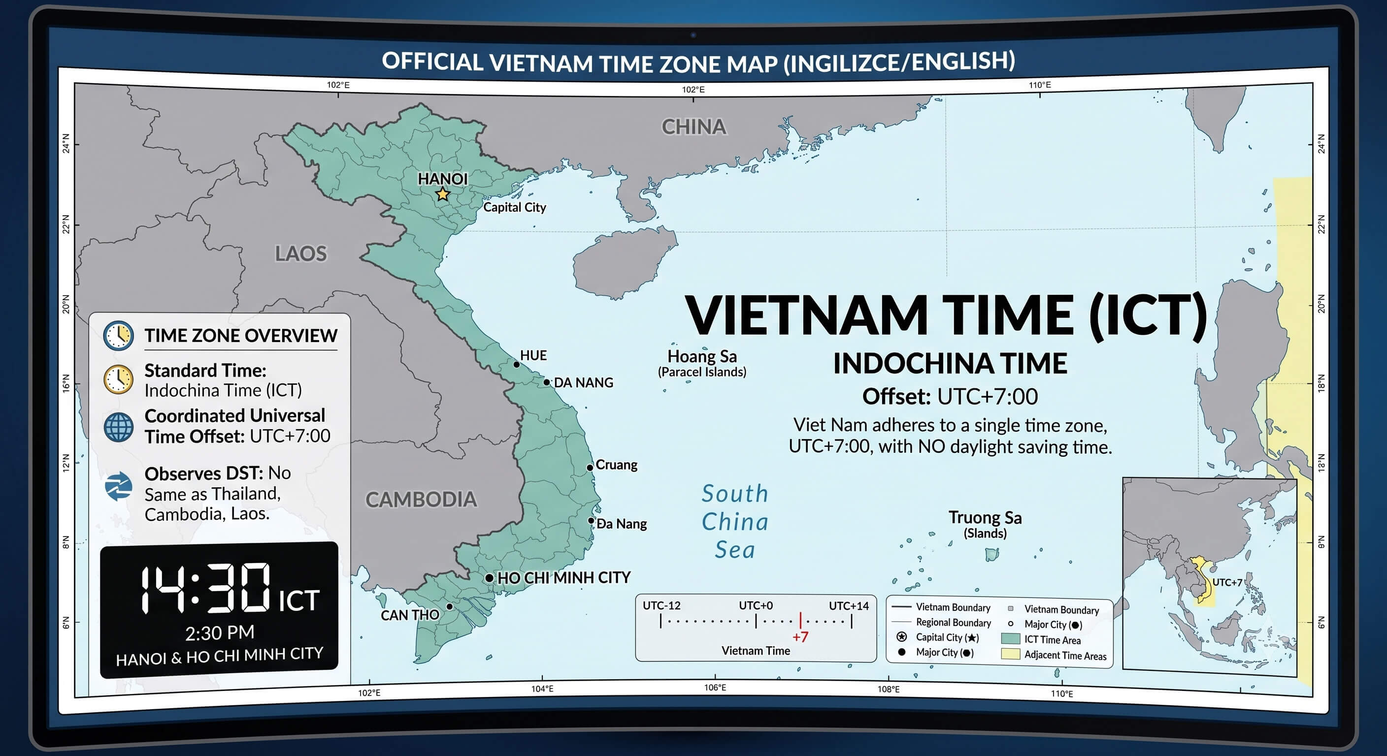 Vietnam time zone map