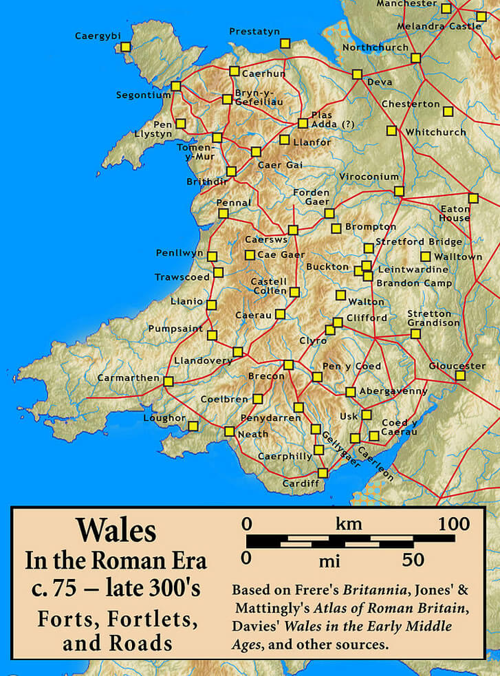 roman wales forts map 300