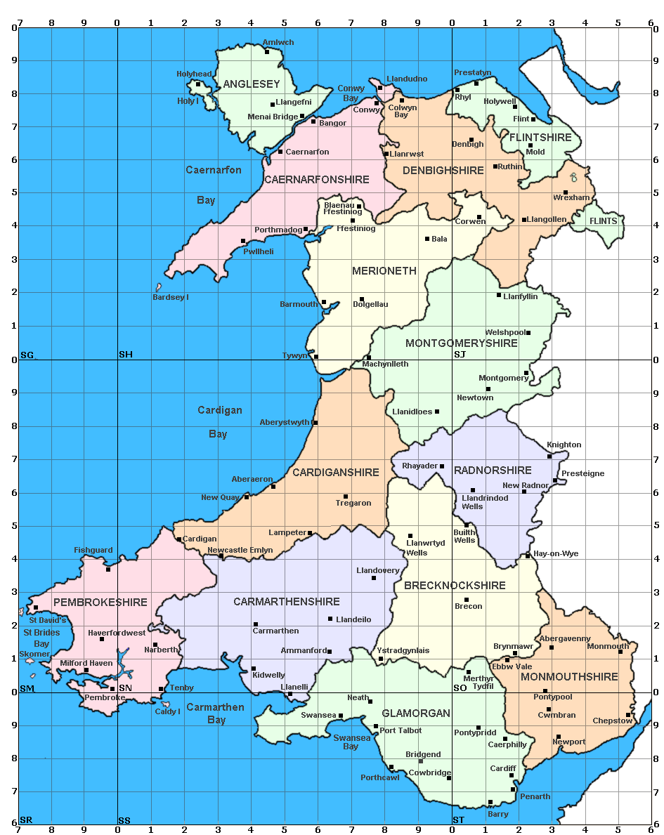 wales cities map