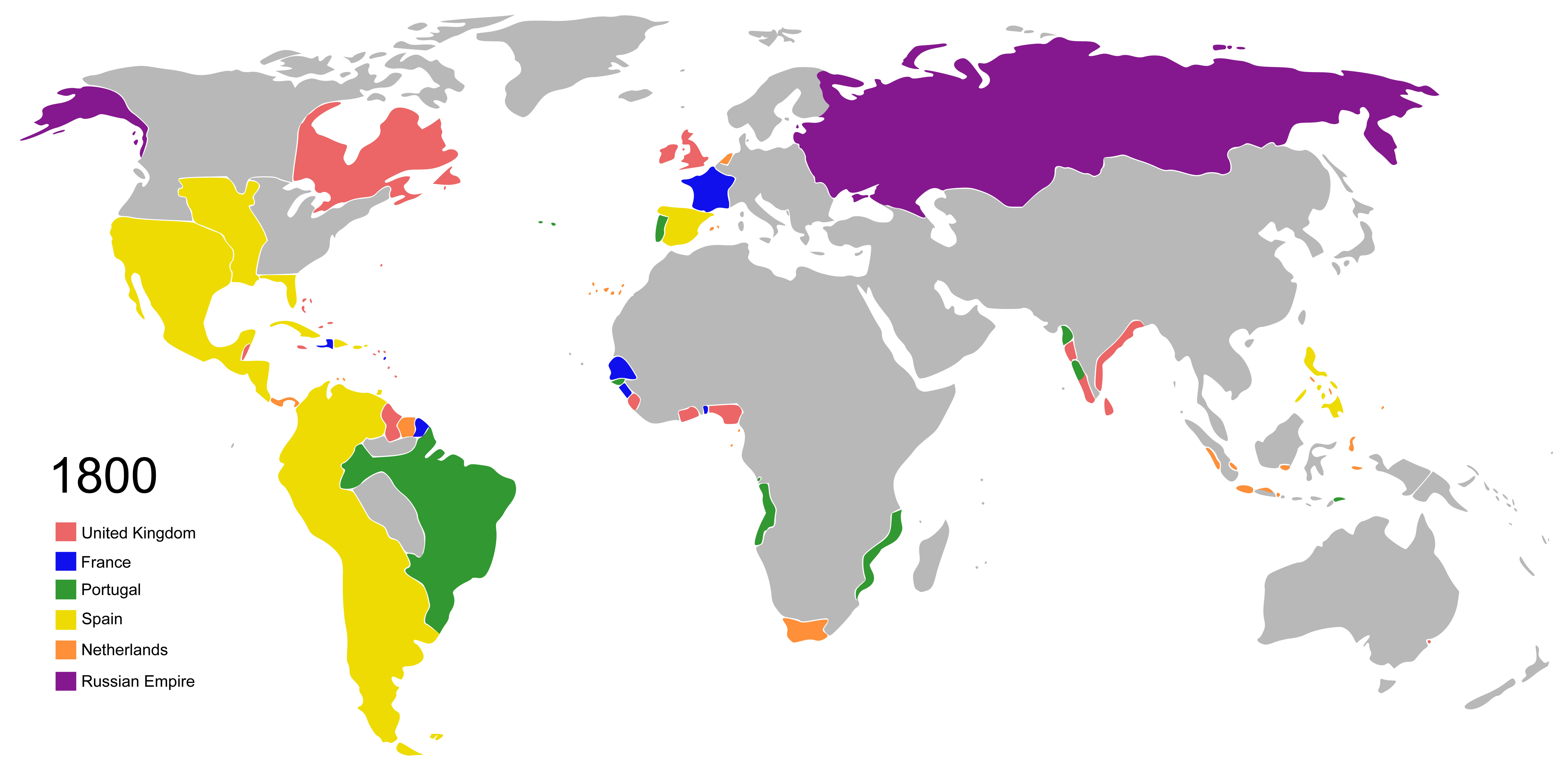World Colonial Map 1810 Vector