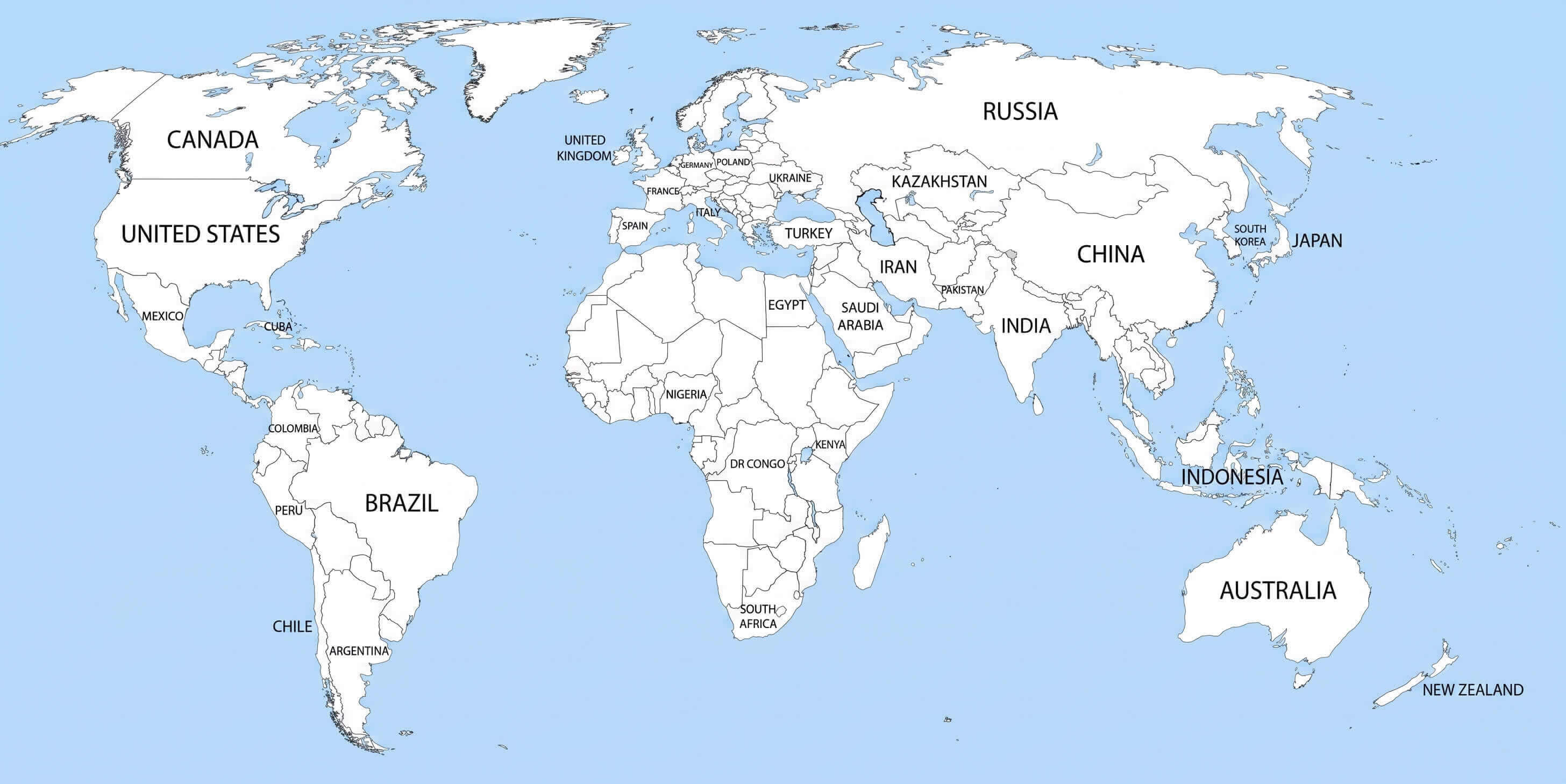 Blank Physical World Map