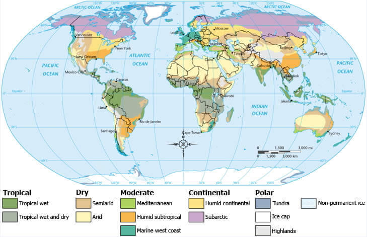 Climate Zones of World Map