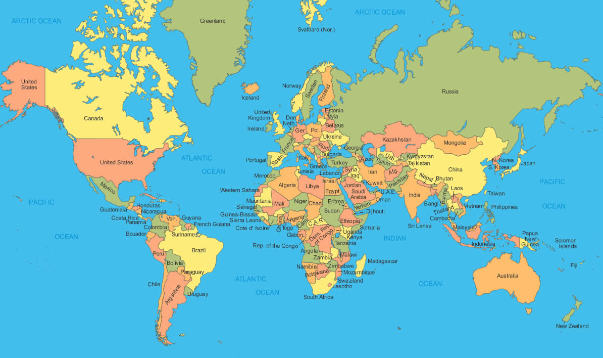 World Map in English Language