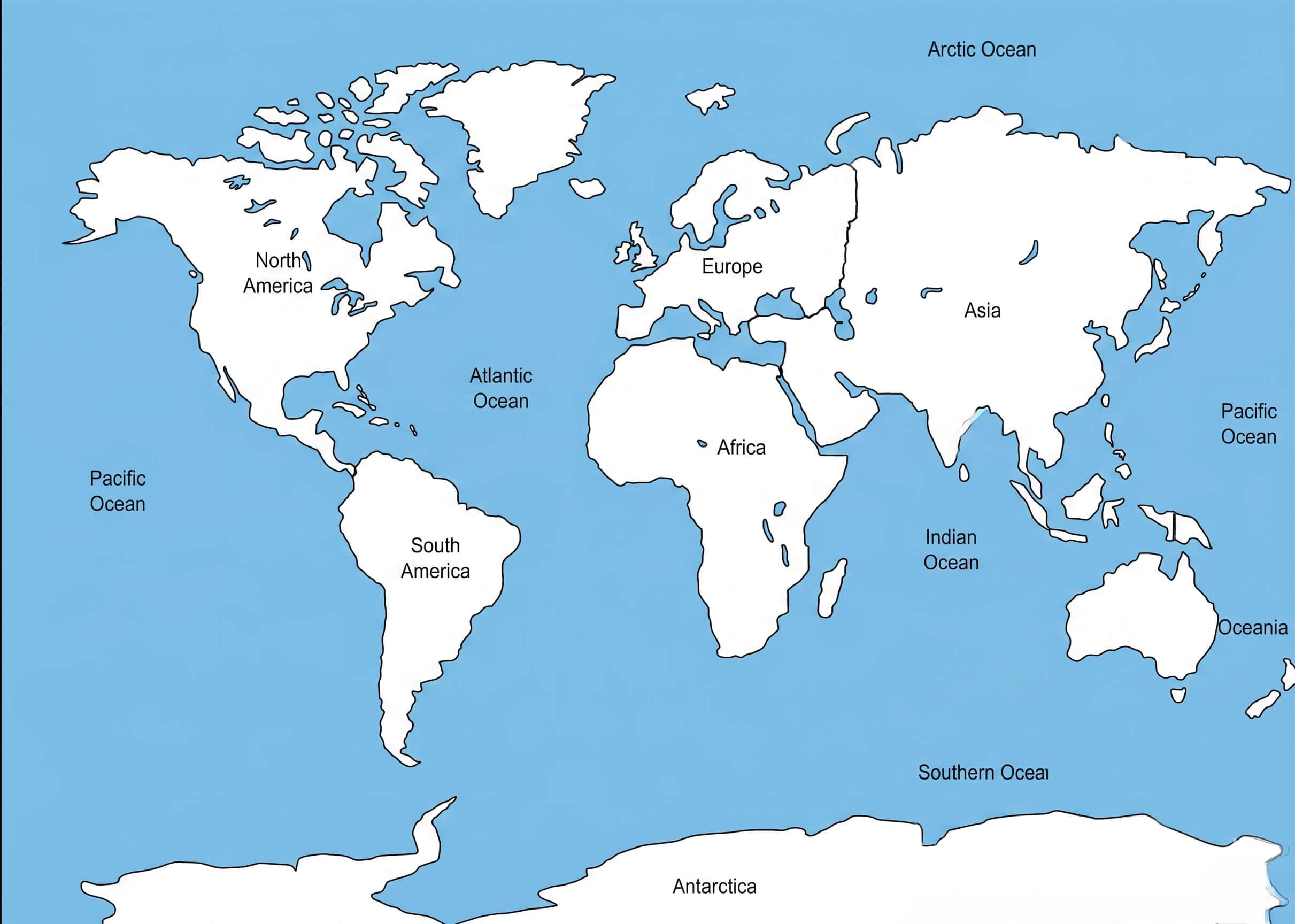 Minimal World outline blue background map