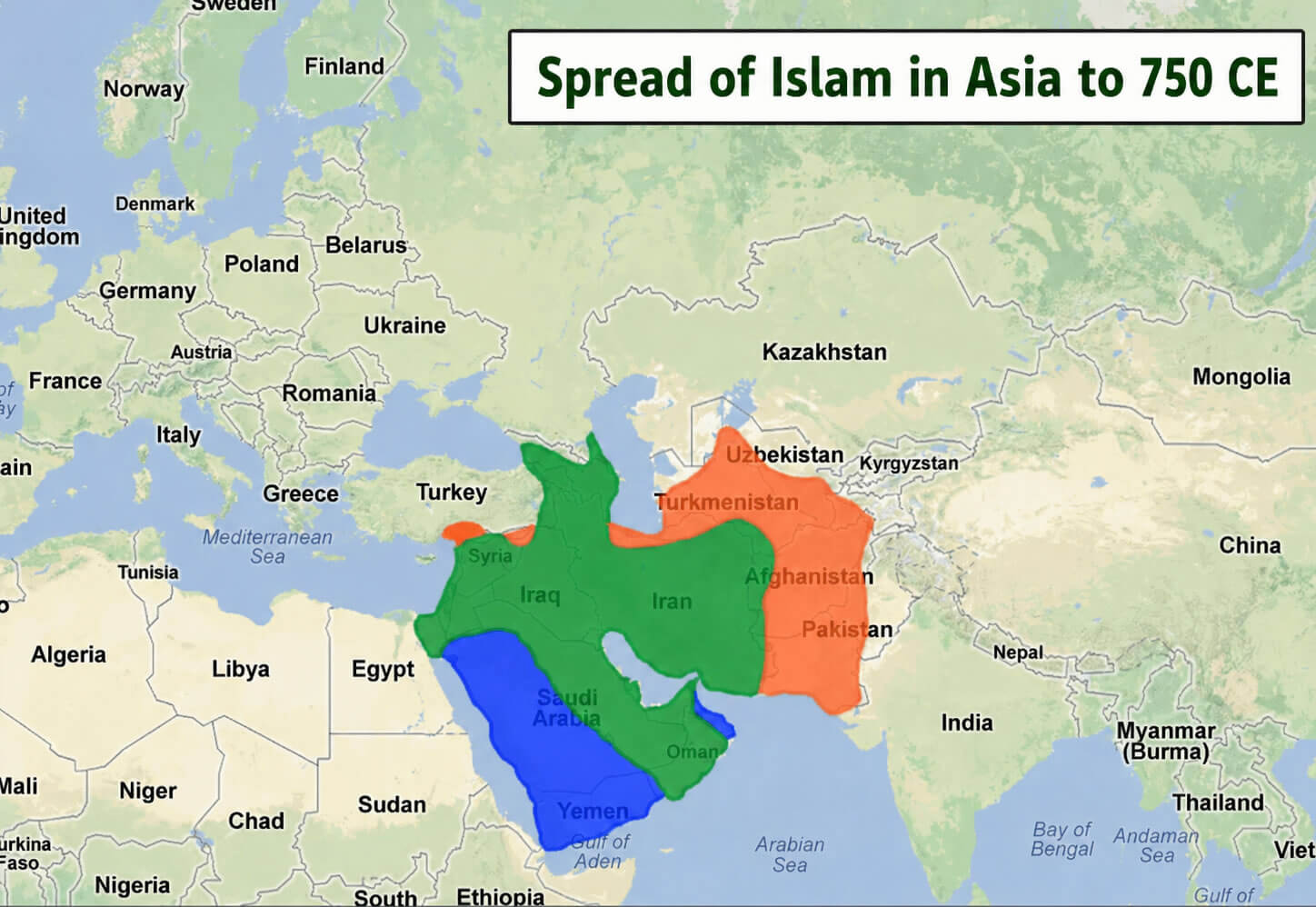 Spread of Islam in Asia to 750 CE