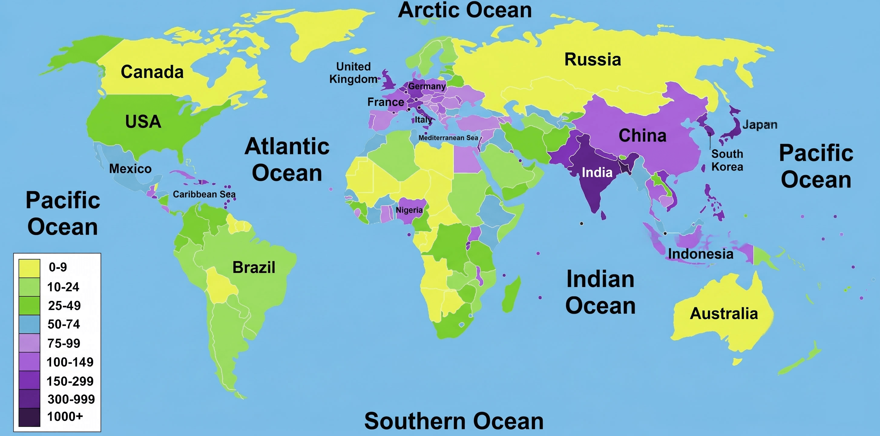Global Population Density World Map