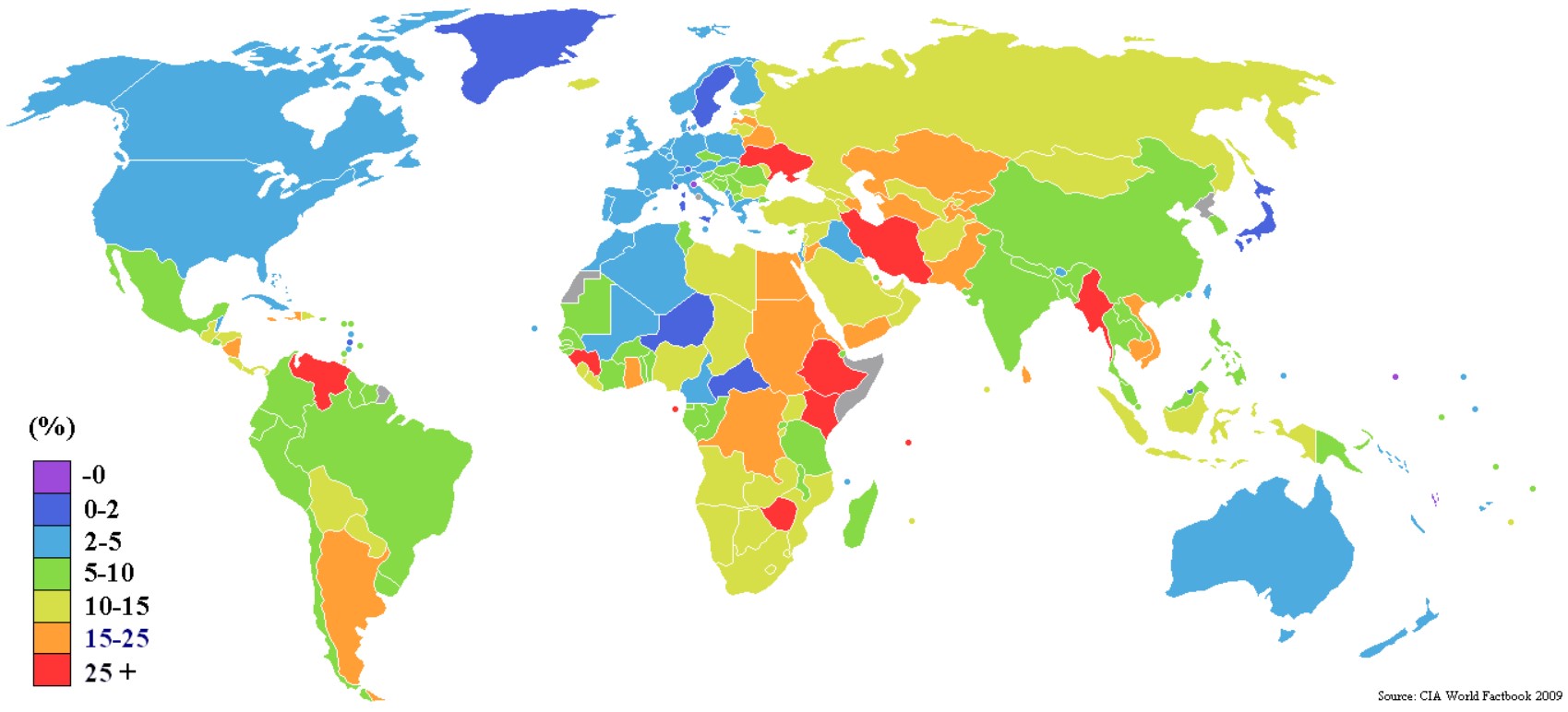 World Countries Inflation Rates Map