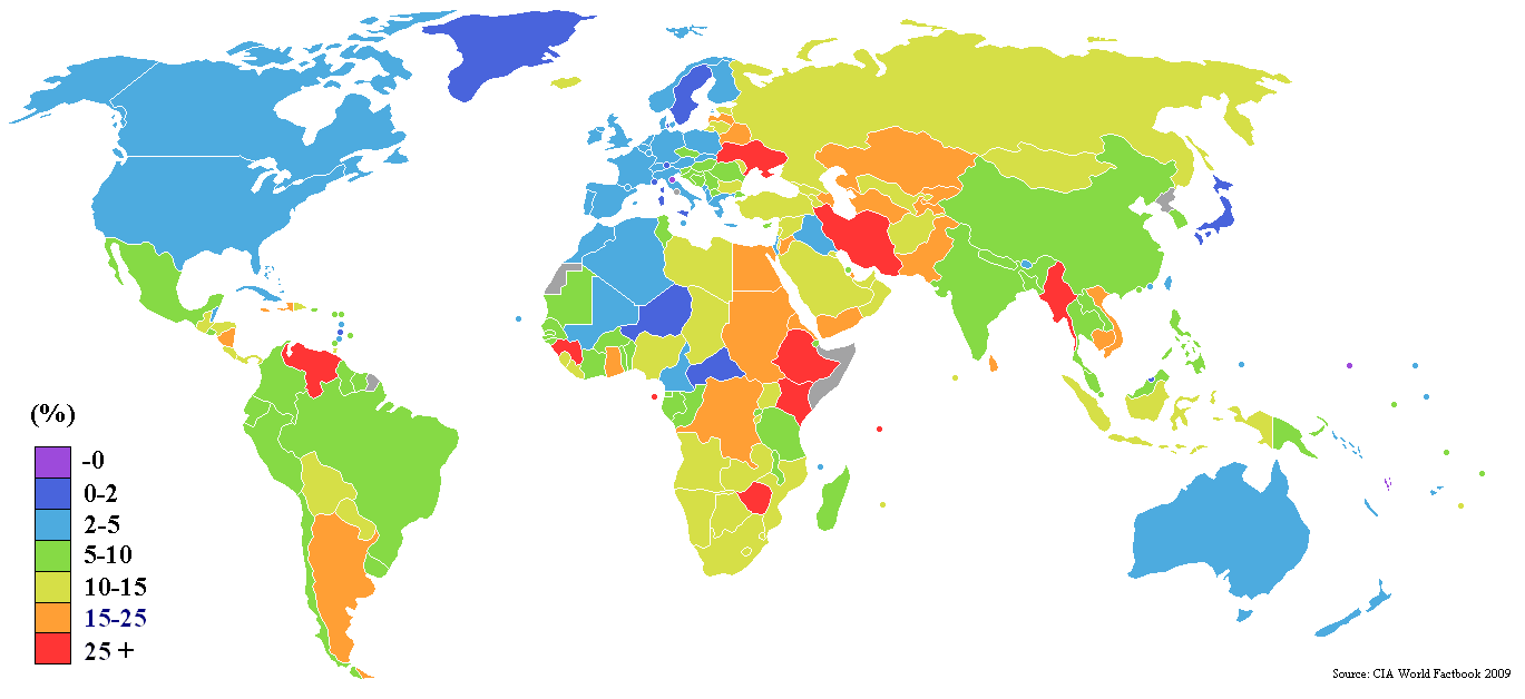 World Countries Inflation Rates Map
