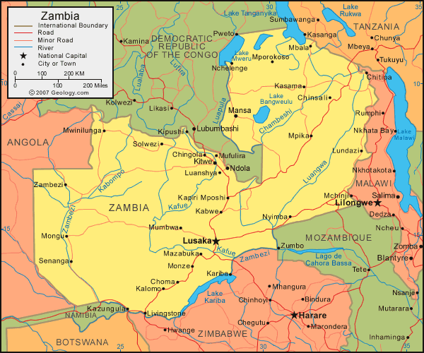 map of Zambia